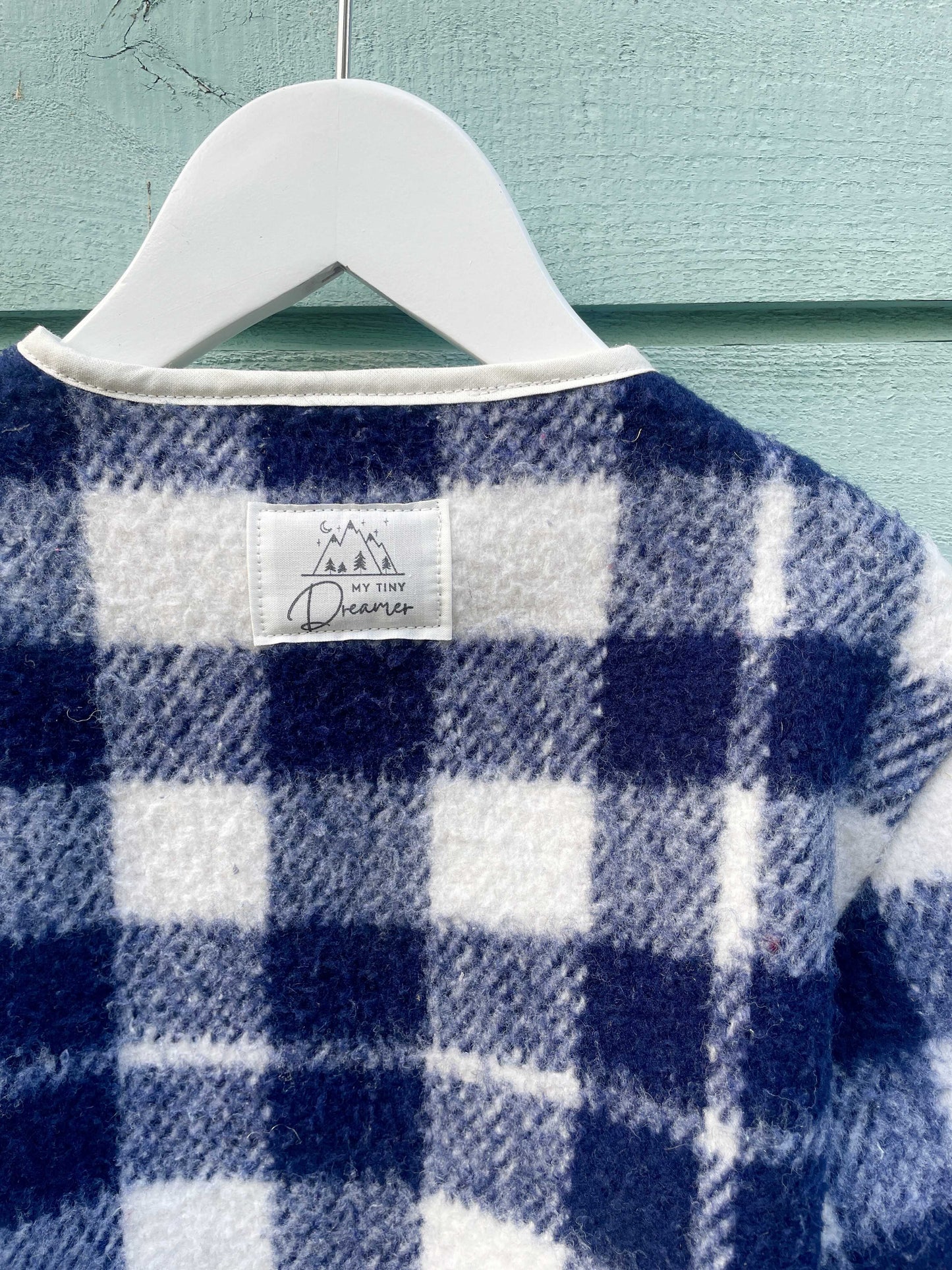 Jakke af ternet tæppe str. 116-122