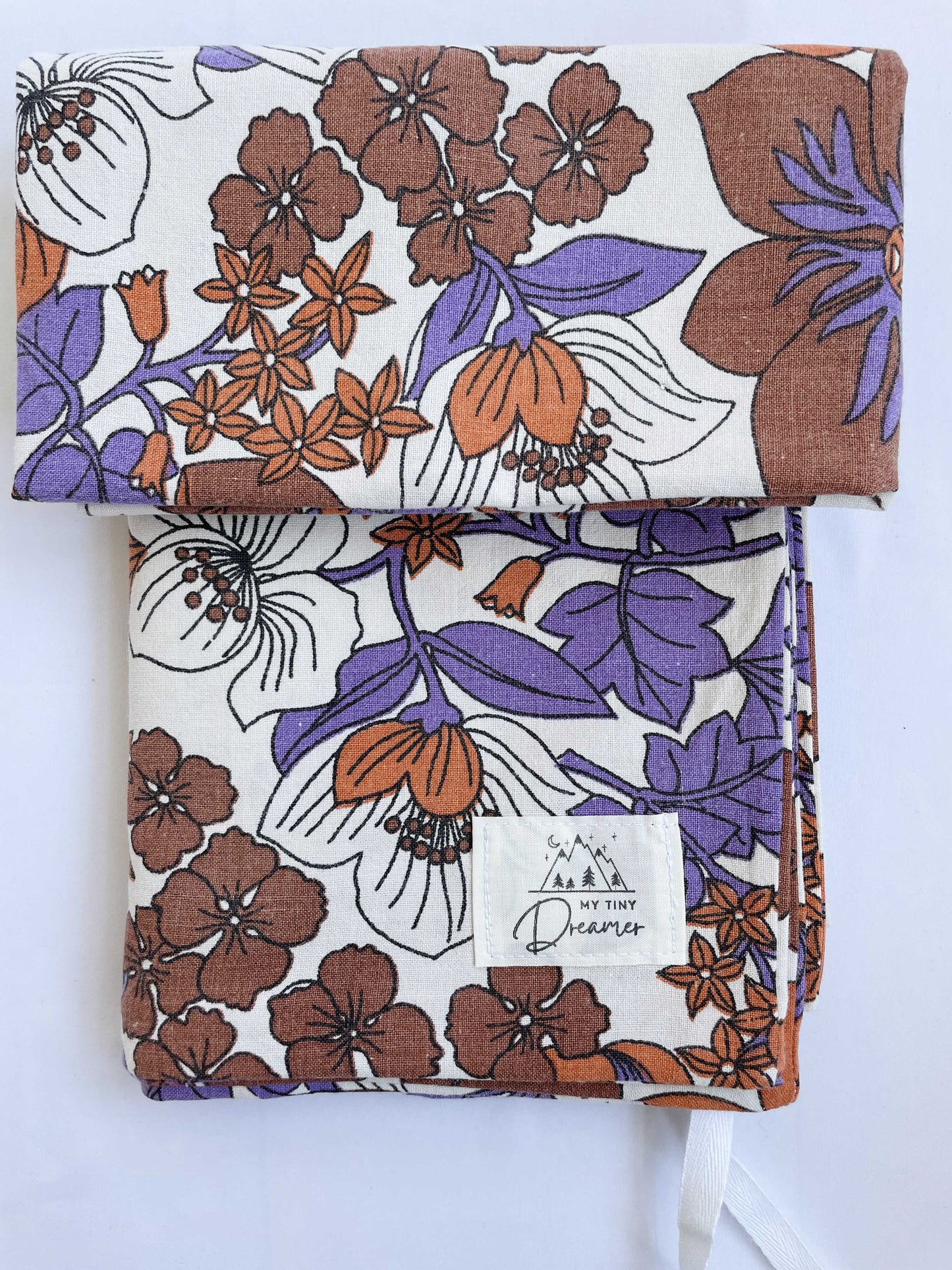 Babysengetøj sæt - Orange, lilla og brune blomster