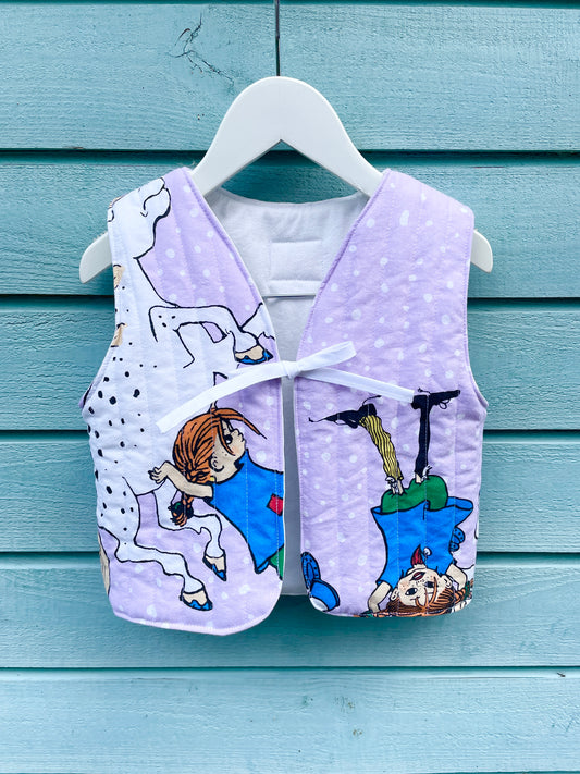 Quiltet vest - Lilla Pippi str. 98 - 104