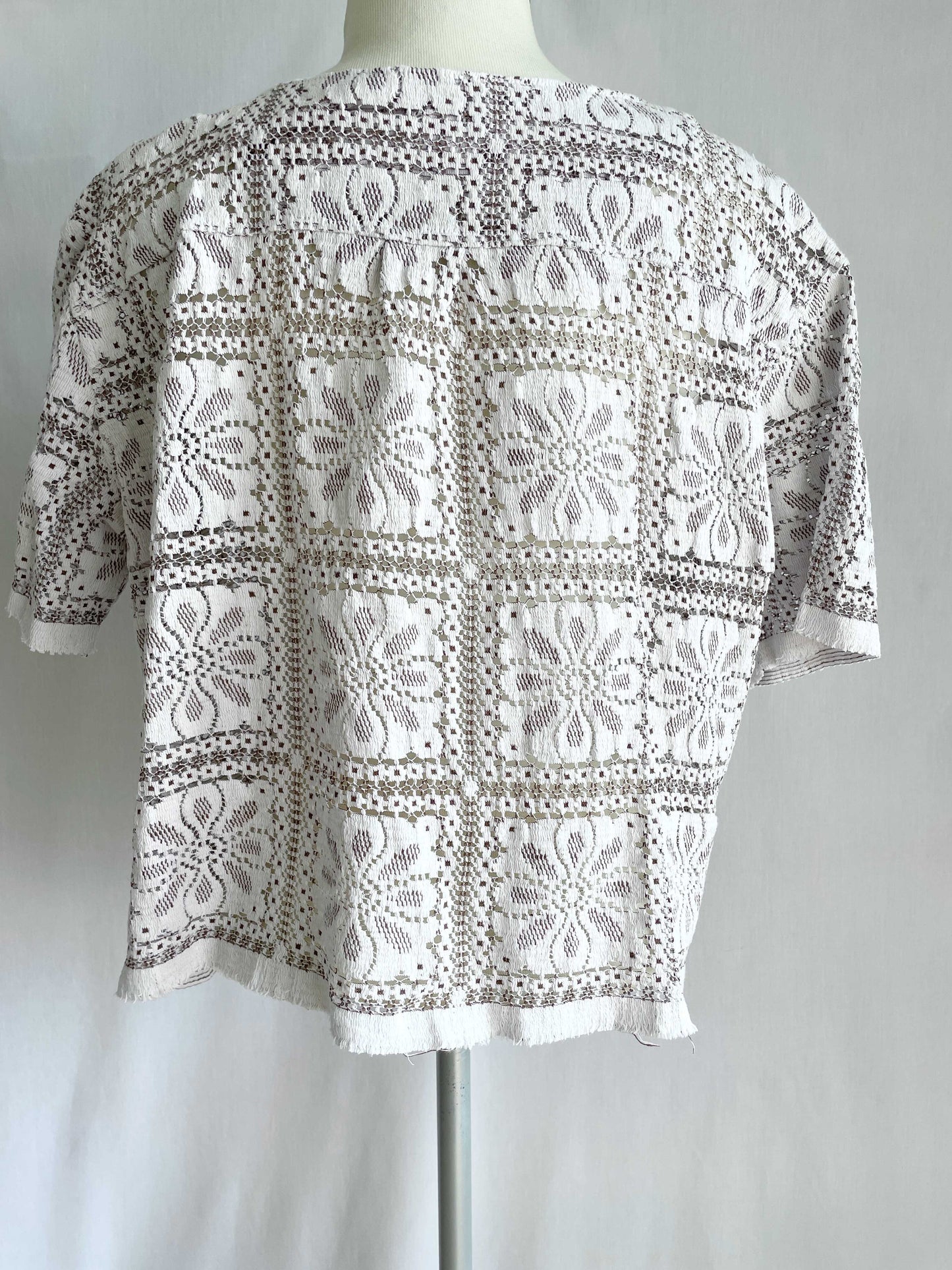 Bluse - Hvid og brun blonde