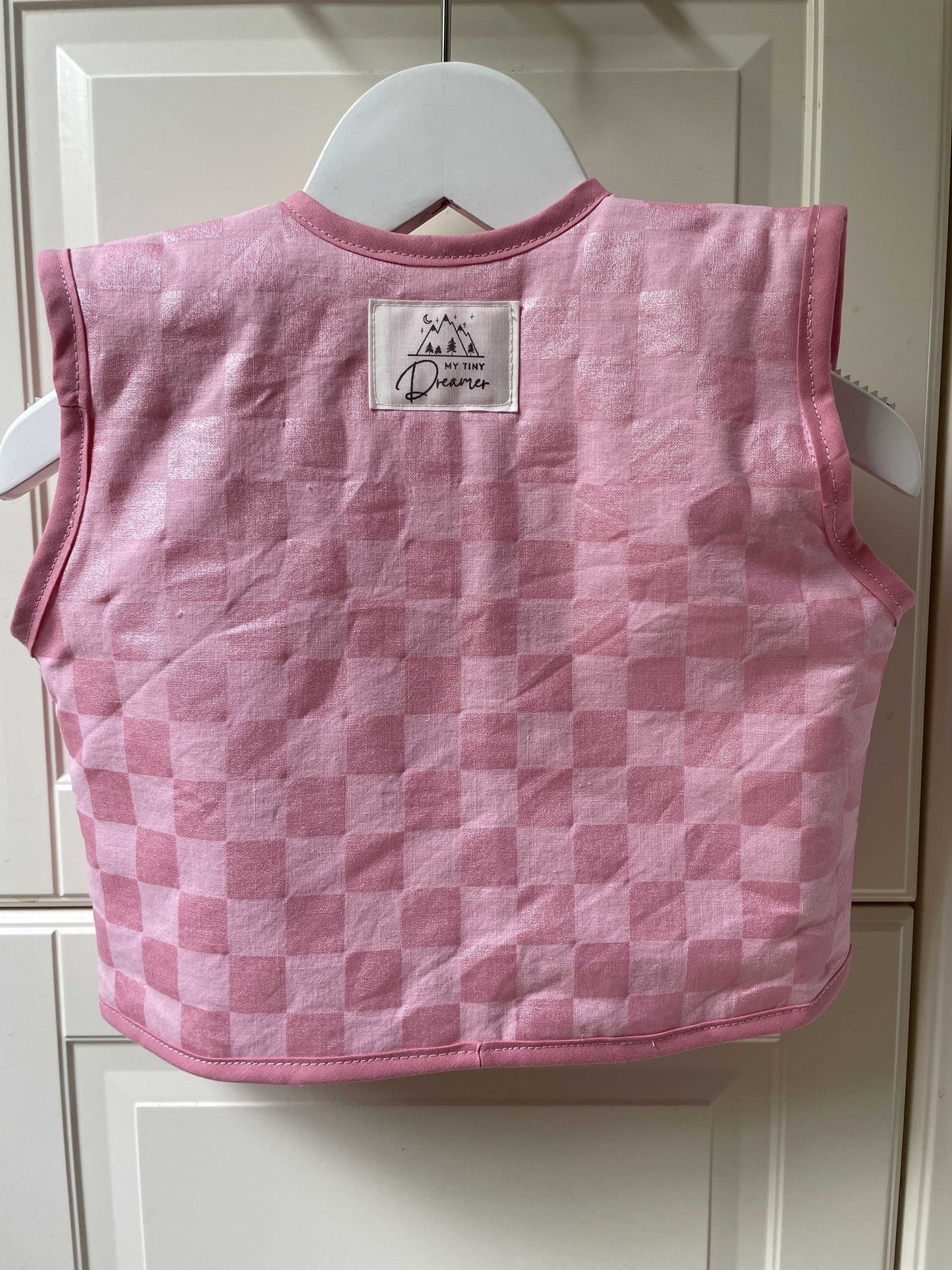 Vest - lyserøde tern str. 80 - 86