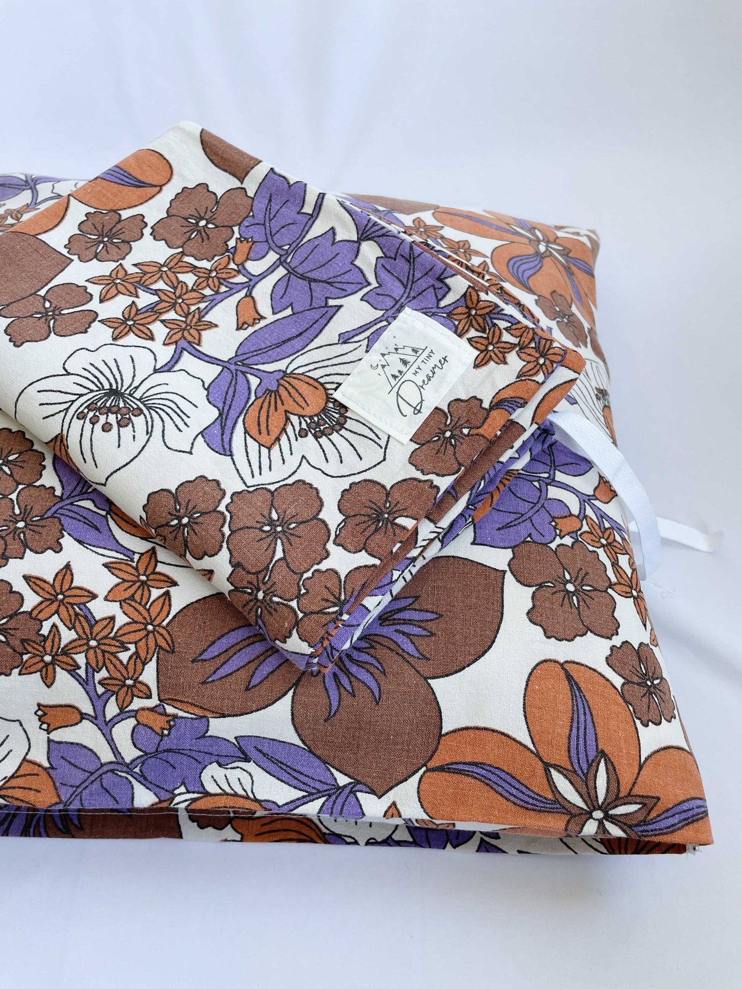 Babysengetøj sæt - Orange, lilla og brune blomster